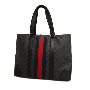 GUCCIAuth  Sherry 137396 Women's GG Supreme,Leather Tote Bag Black