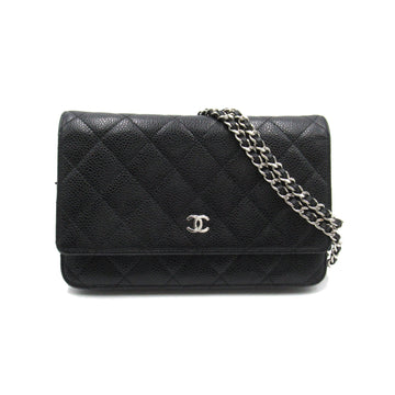 CHANEL Matelasse Classic Chain Wallet Black Caviar Skin [Grained Calf] AP0250