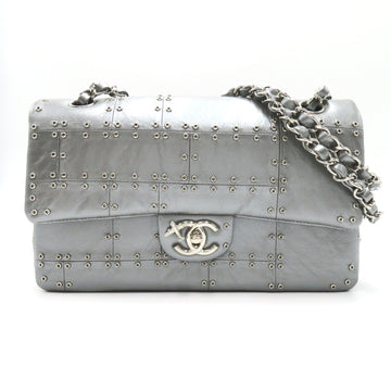 CHANEL Airline W Flap ChainShoulder Silver Calfskin [cowhide]