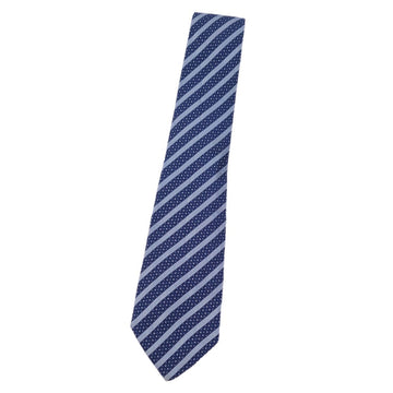 HERMES tie silk regimental stripe men's navy/blue