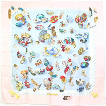 HERMES Scarf Carre 90 Couvee d Silk Light Pink/Multicolor Ladies