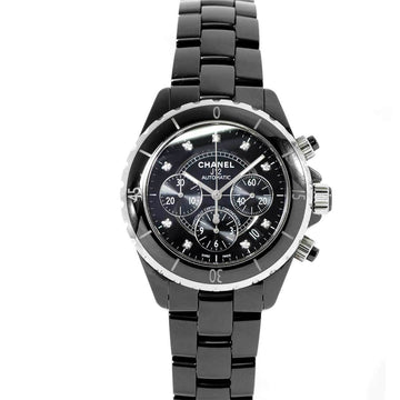 CHANEL J12 41mm chronograph H2419 men's watch 9P diamond date black ceramic automatic self-winding