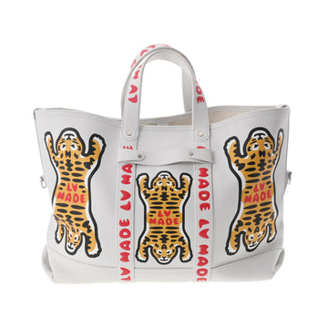 LOUIS VUITTON NIGO Collaboration Trolley Tote Tiger White M59366 Unisex Leather Bag