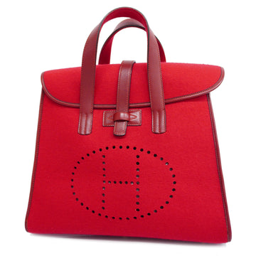 HERMESAuth  Hoodoo D Stamp Women's Felt Handbag,Tote Bag Red Color