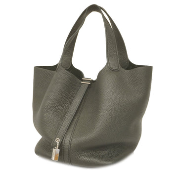HERMESAuth  Picotin Picotin Lock MM Z Engraved Women's Taurillon Clemence Leather Handbag Black
