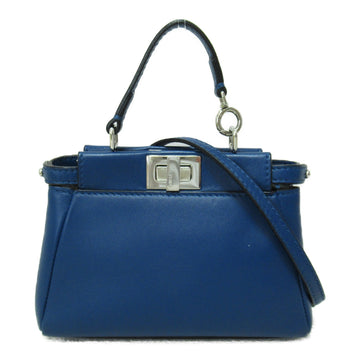 FENDI Micro Peekaboo Shoulder Bag Blue leather