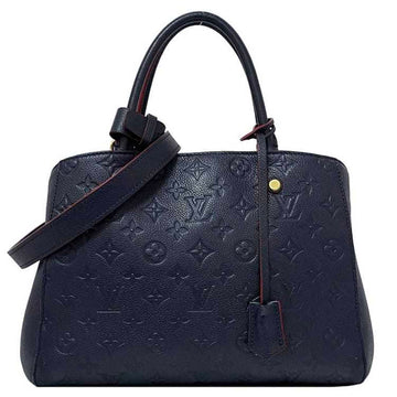 LOUIS VUITTON Montaigne MM Navy Monogram Empreinte M42746 2way Bag Leather TR2147  Handbag Shoulder Embossed Blue Ladies