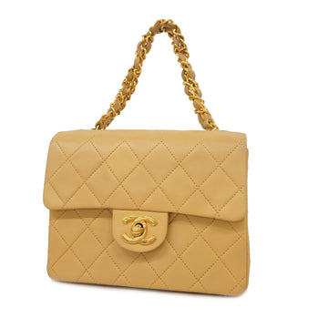 Chanel handbag matelasse lambskin beige gold metal