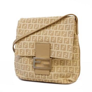 Fendi shoulder bag zucchino canvas beige silver metal