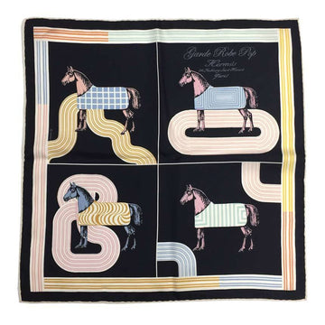 HERMES Carre 45 Gavroche Scarf Muffler GARDE ROBE POP DETAIL Garde Robe Pop 2022 Black Silk 100%