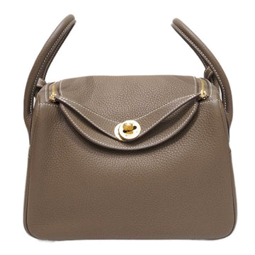 HERMES Lindy 26 Handbag Shoulder Bag Etoupe [G fittings] Taurillon Z Engraved Women's Leather