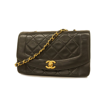 Chanel Matelasse Diana Flap Single Chain Women's Leather Shoulder Bag Black