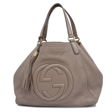 GUCCI Tote Bag Soho 282309 Leather Light Brown Gold Hardware Women's