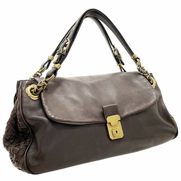 Bottega Veneta Handbag Intrecciato Bag Lambskin Dark Brown 162510 BOTTEGA VENETA Mesh Leather