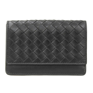 BOTTEGA VENETA Intrecciato Leather Bifold Card Case Business Holder - Black