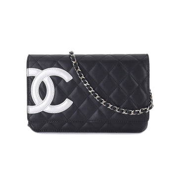 Chanel cambon line chain wallet folio long leather black silver A46646 Cambon Line Wallet