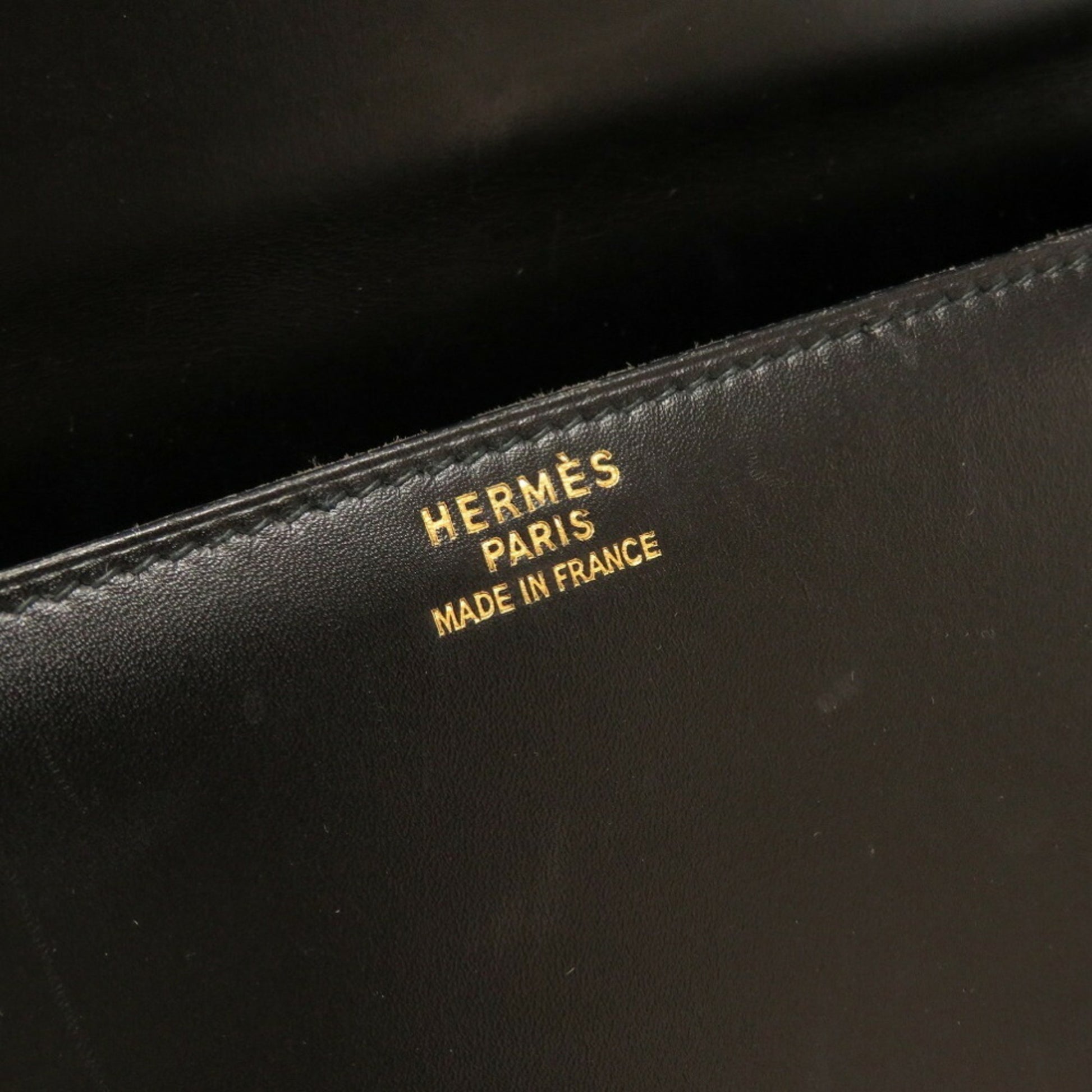 Authenticated Used Hermes Piano Box Calf Black Silver Hardware