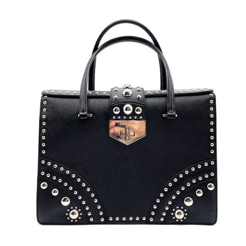 PRADA handbag leather/metal black ladies