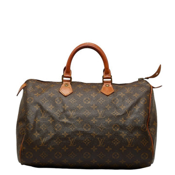 LOUIS VUITTON Monogram Speedy 35 Handbag Boston Bag M41524 Brown PVC Leather Ladies