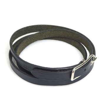 HERMES Bracelet Leather/Metal Black/Silver Unisex