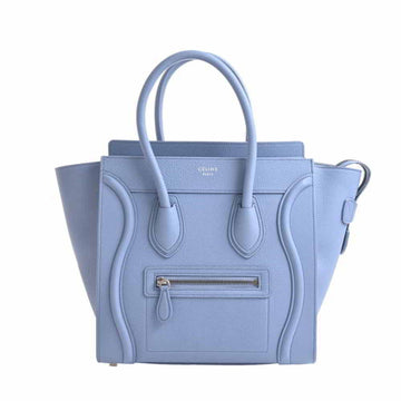 Celine Leather Luggage Micro Shopper Handbag Blue