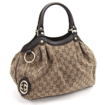 Gucci Handbag GG Canvas Sookie 211944 Brown Dark Leather Women's Tote Bag