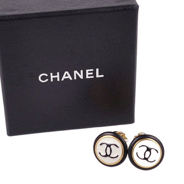 Chanel Earrings 97P Coco Mark Women's Black/White