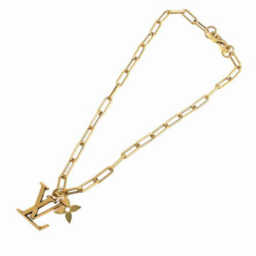 Louis Vuitton Collier LV flower chain necklace gold metal
