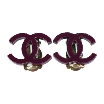 CHANEL earrings metal purple system here mark 04P