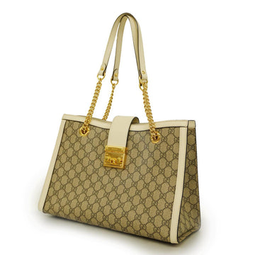 GUCCI tote bag GG Supreme 479197 leather beige white gold hardware ladies