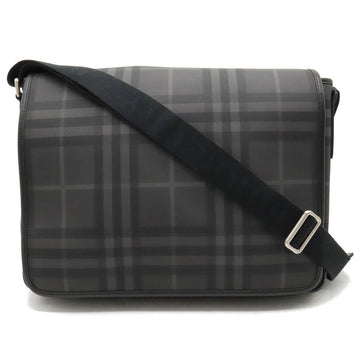 BURBERRY Plaid Bag Shoulder PVC Leather Gray Black