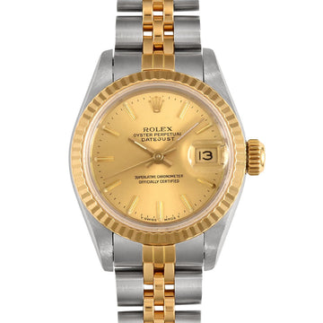 ROLEX Datejust 69173 K18YG×SS combination R number ladies automatic watch champagne dial