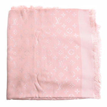 LOUIS VUITTON Monogram Silk Wool Shawl M74441 Pink Ladies