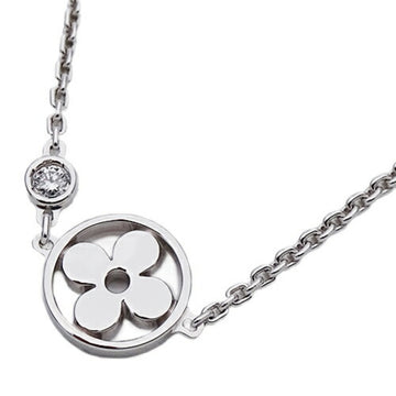 LOUIS VUITTON Necklace Women's 750WG Diamond Pandantif Monogram Idile White Gold Q93279 Polished