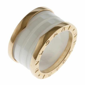 Bvlgari B Zero One 4 Band White Ceramic Ring No. 9 18K K18 Pink Gold Women's