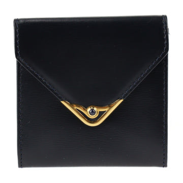 CARTIER sapphire line coin case leather navy gold hardware