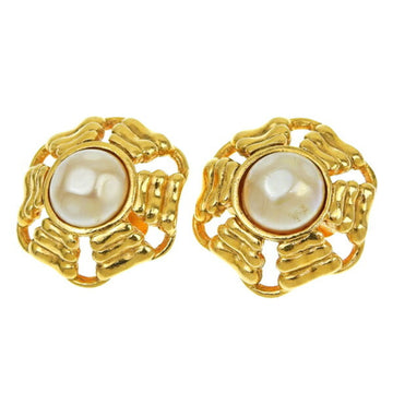 CHANEL pearl earrings gold ladies