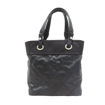 CHANEL Paris Biarritz Small Tote Bag Black Leather Rank B