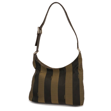 FENDIAuth  Pequin Shoulder Bag Women's Nylon Canvas Shoulder Bag Khaki
