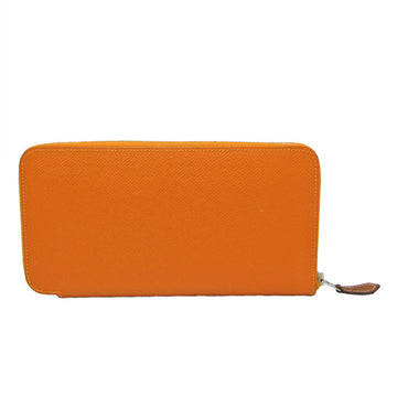 HERMES Azap Silk In Long Women's Epsom Leather Long Wallet [bi-fold] Orange