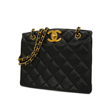 CHANELAuth  Matelasse Chain Shoulder Women's Caviar Leather Shoulder Bag Black