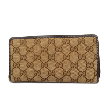 GUCCI Long Wallet GG Canvas 308005 Leather Brown Champagne Women's