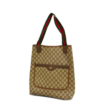 GUCCI Tote Bag GG Supreme Sherry Line 39 02 003 PVC Brown Beige Gold Hardware Women's