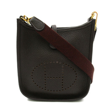 HERMES Evelyn TPM Shoulder Bag Brown Evennes Taurillon Clemence Calfskin [cowhide] Taurillon Clemence