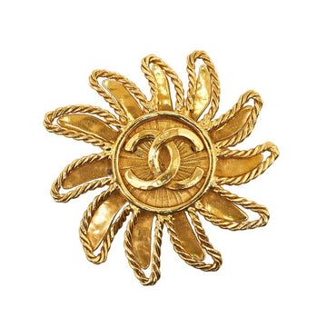 CHANEL Cocomark Sun Motif Brooch Gold Plated Ladies