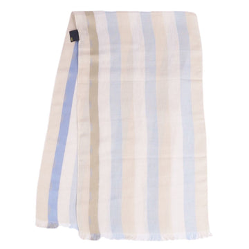 FENDI muffler stole striped pattern linen silk ladies beige blue