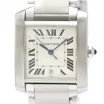Polished CARTIER Tank Francaise LM Steel Automatic Mens Watch W51002Q3 BF553039