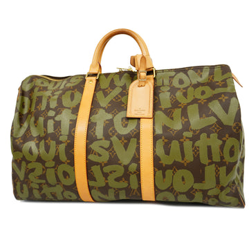 LOUIS VUITTON[3yc1681] Auth  Boston Bag Monogram Graffiti Keepall 50 M92196 Khaki