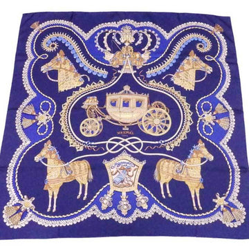 HERMES Scarf Carre 90 Paperoles Silk Navy Blue/Multicolor Women's