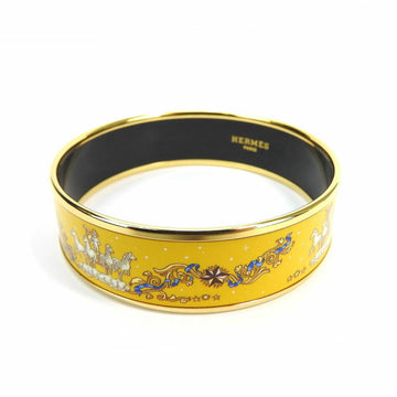 HERMES enamel bangle bracelet accessory cloisonne plated GP gold yellow ladies accessories